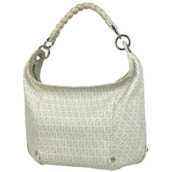 Fendi Handbags - Fendi Zucchino Shoulder Bag Hobo Canvas White